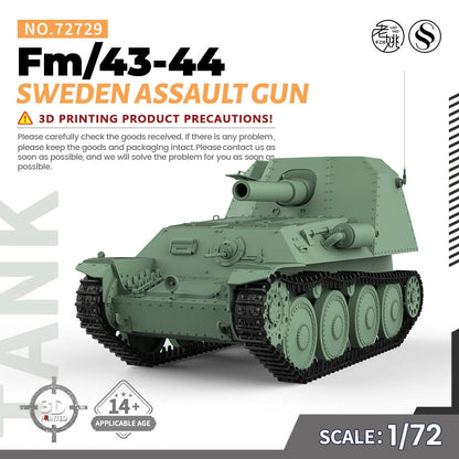 SSMODEL SS72729 1/72 25mm Military Model Kit Sweden Assault Gun Fm/43-44
