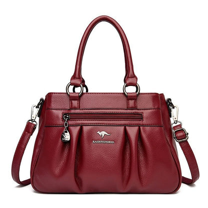 Handbag 3 Layers Leather Bags Big Capacity Tote Bag Women Vintage Shoulder Bags