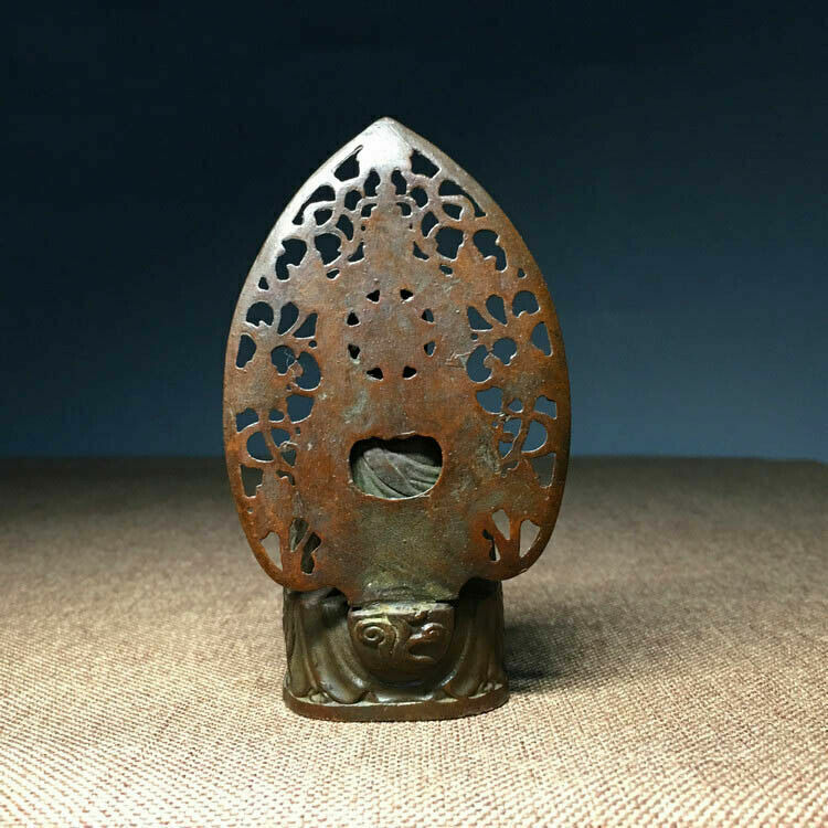 9cm Buddhism Antique Bronze Carved Sakyamuni Amitabha Tathagata Buddha Statue