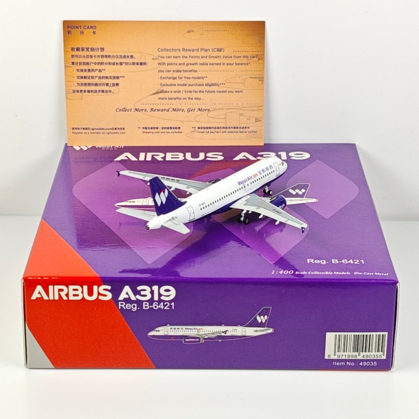 1:400 NG Models West Air Airbus A319 B-6421 Diecast Aircraft Plane Model