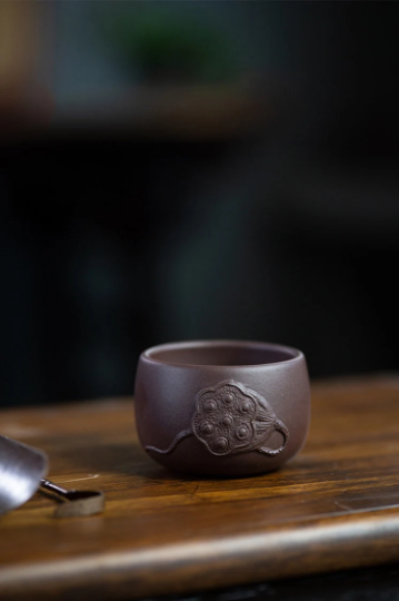 Purple Clay Tea Cup Chinese Kung Fu Cup with Lotus