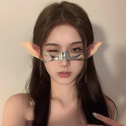 Cyberpunk Metallic Nose Ring Mask & Ear Set Adjustable