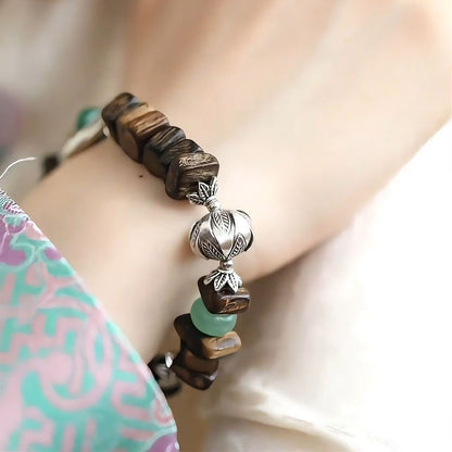 Agarwood Silver Axe Bracelet New Chinese Vintage Elastic Ethnic Bracelet