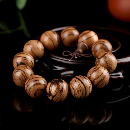 20 Mm Vietnam Agarwood Wooden Bracelets Tiger Pattern Round Beads Jewelry