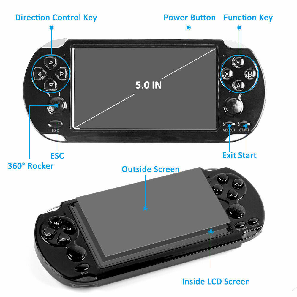 Handheld Portable Game Console X9S 5.1" 8GB 128Bit MP3 Video Player, 1000+ Games