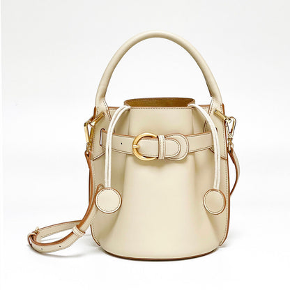 New Fashion Cowhide Bucket Bag Single Shoulder Crossbody Small Bag Leisure Bag