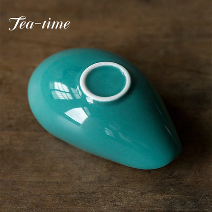 Turquoise Green Ceramic Tea Lotus Tea Spoon Household Handmade Tea Shovel