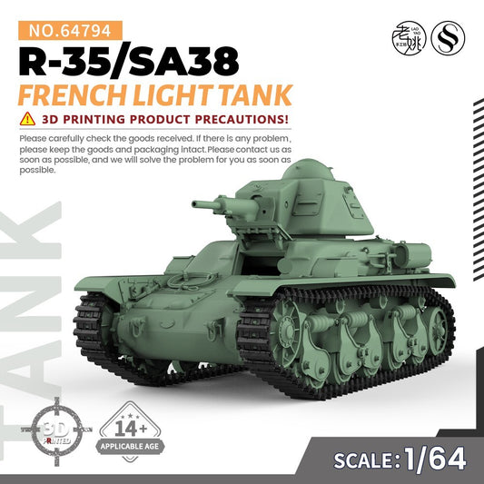 SSMODEL SS64794 1/64 Military Model Kit French R-35/SA38 Light Tank