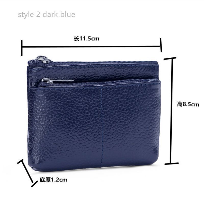 Genuine Leather Wallet Zipper Pouch Short Small Money Bag Coin Purse Card Holder