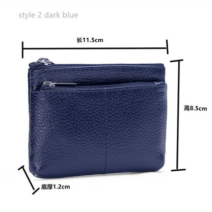 Genuine Leather Wallet Zipper Pouch Short Small Money Bag Coin Purse Card Holder