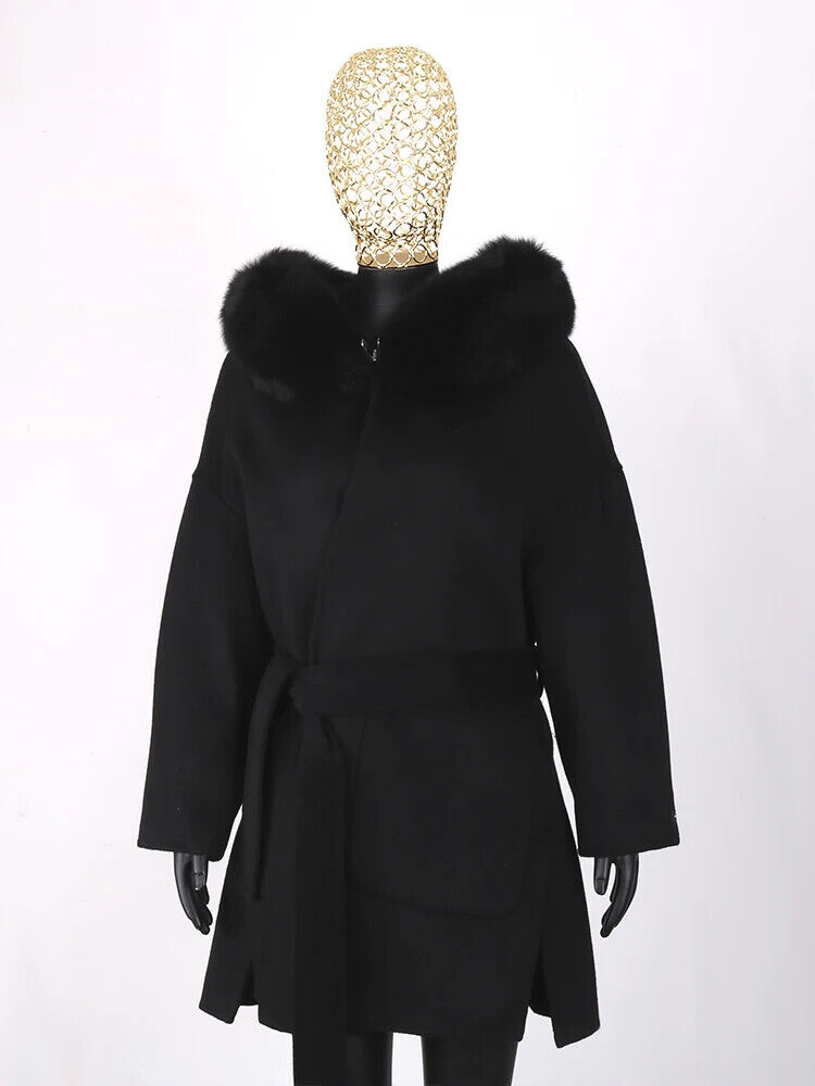 2023 Coat Collar Jacket Winter Outerwear Women With Belt
