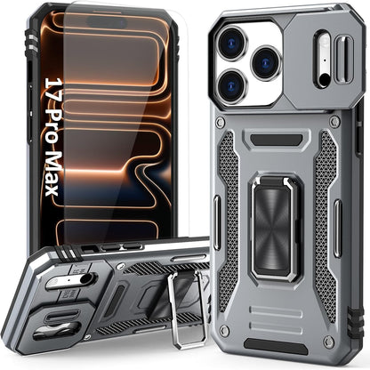 Shockproof Phone Case Compatible with Iphone 17 Pro Max Case with Kickstand & HD