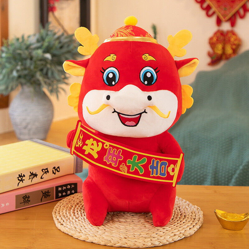 2024 Dragon Year Mascot Plush Toys Cartoon Zodiac Dragon Doll for Celebration