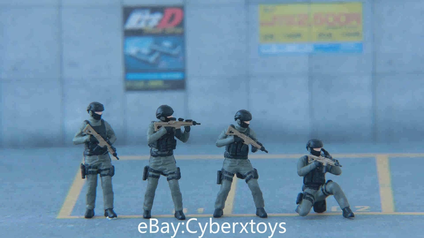 1:64 Hong Kong Police SDU SIG516 Team Figure 4pcs for Diorama Car Model