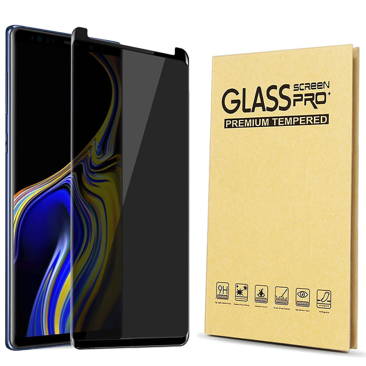 For Samsung Galaxy Note 9 Glossy Slim Privacy Tempered Glass Screen Protector - Thumbnail 4
