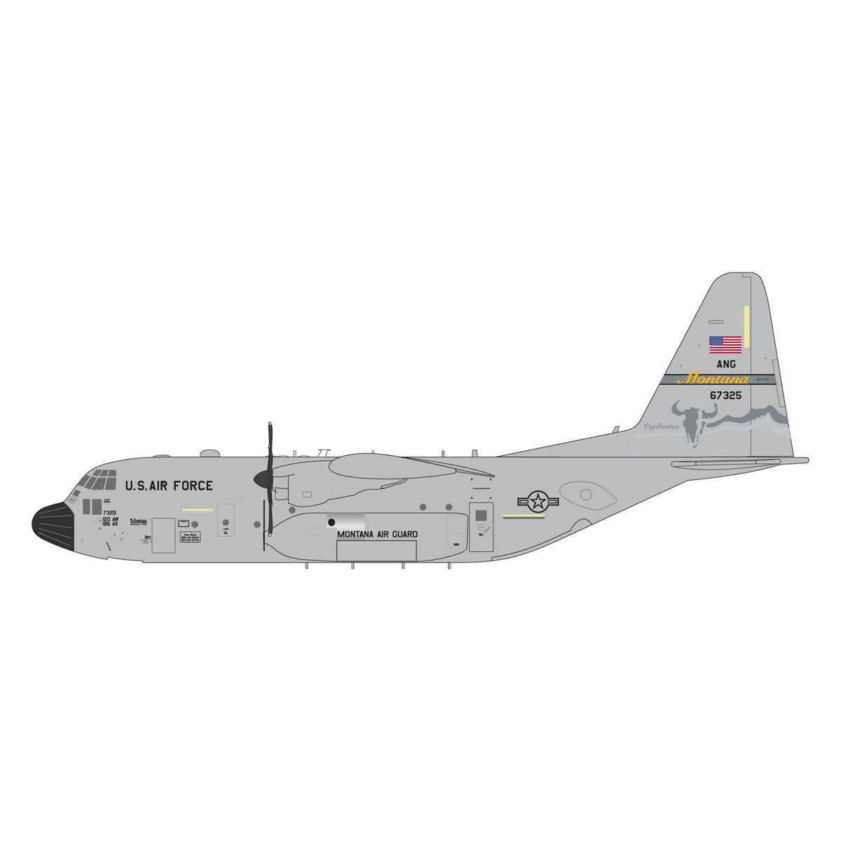 1:200 Geminijets USAF Lockheed C-130H Passenger Airplane Diecast Model