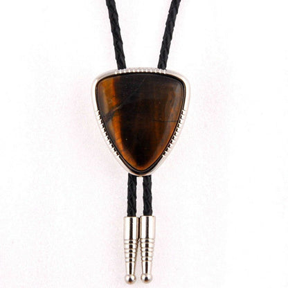 Men Bolo Ties Natural Agate Genuine Leather Rope Western Cowboy Jewelry Neckties