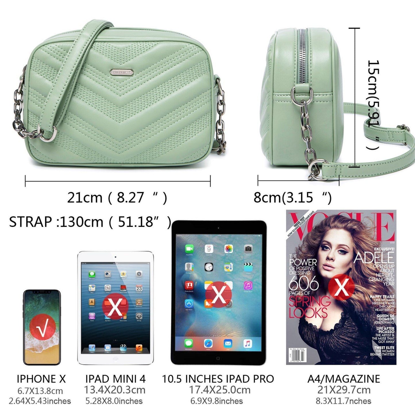 Retro Diagonal Straddle Bag Rectangle Artificial Leather Shoulder Bag 21*8*15 CM