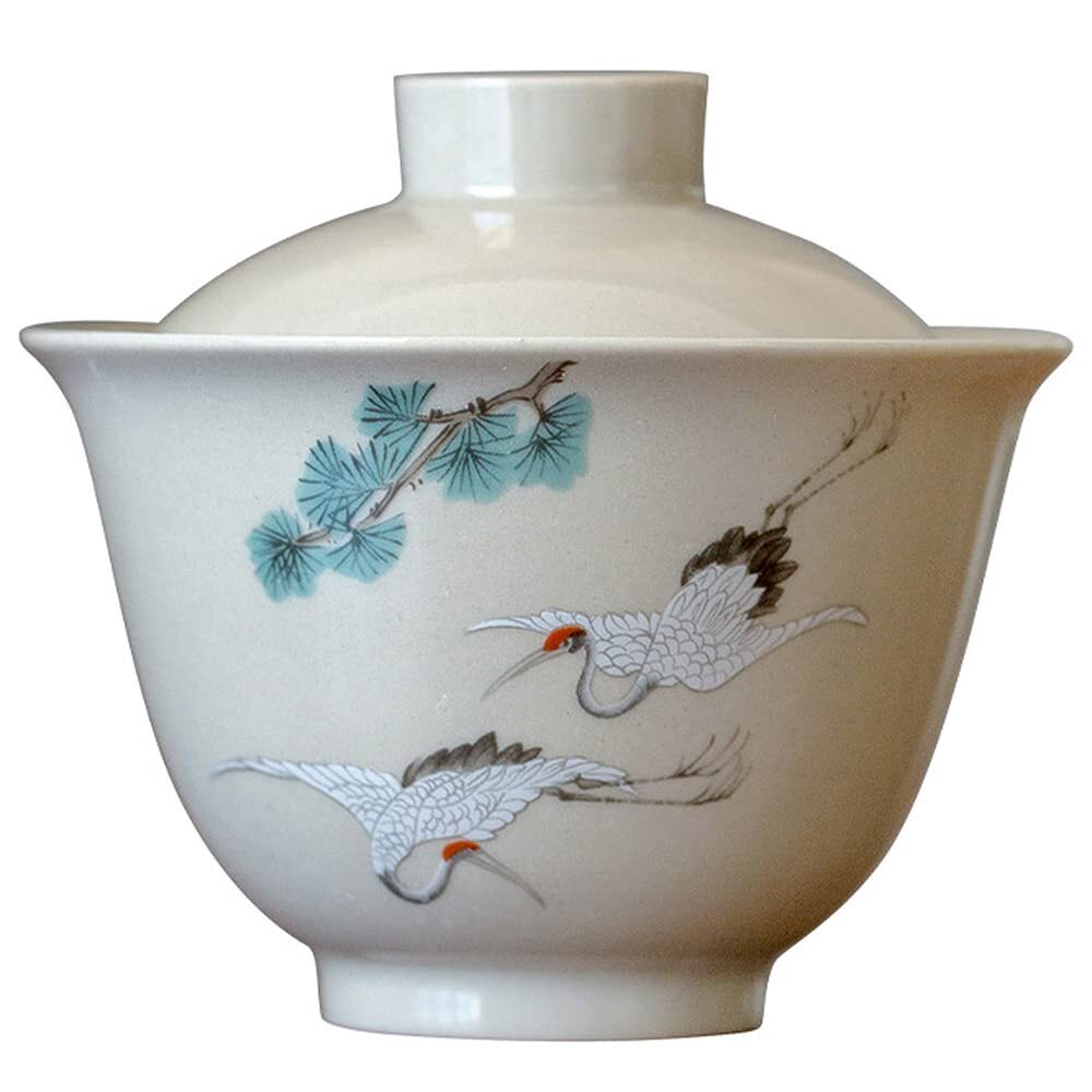120ml Retro Gaiwan Hand Painted Crane Kung Fu Tea Set Tea Bowl Household Tureen