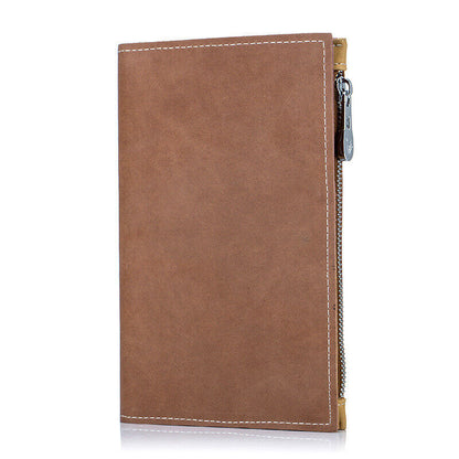 Genuine Leather Passport Bag Unisex Travel Wallet Zipper Ticket Clip And ID Bag