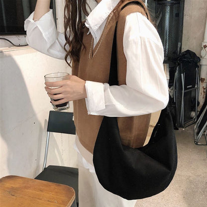 Canvas Messenger Bag Large Shoulder Purse Zipper Cotton Crossbody Pouch 45*19 CM