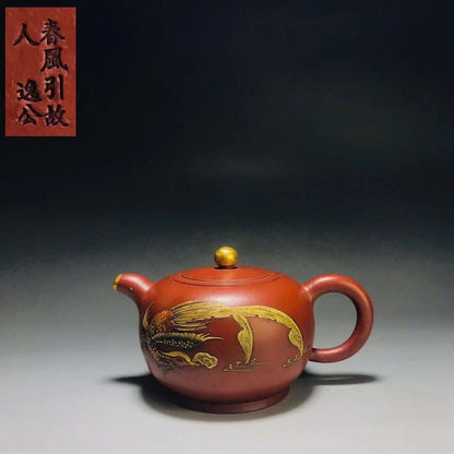 vintage chinese yixing purple clay teapot zisha ceremony carving Collectible art