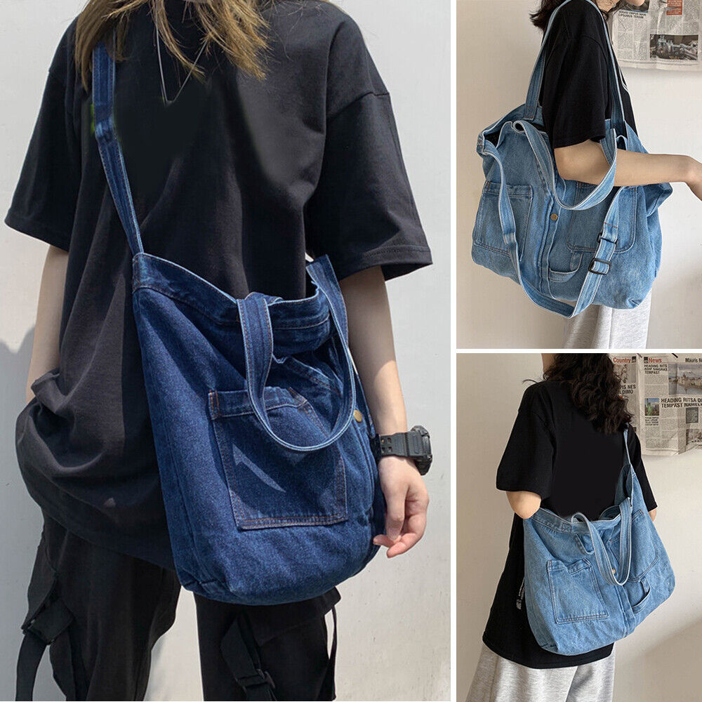 Women Denim Handbag Shoulder Crossbody Bag Tote Messenger Travel Satchel Purse