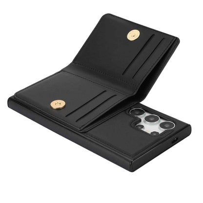 Wallet Case for Samsung Galaxy S25 + Plus Ultra with Card Holder Rotation Ring