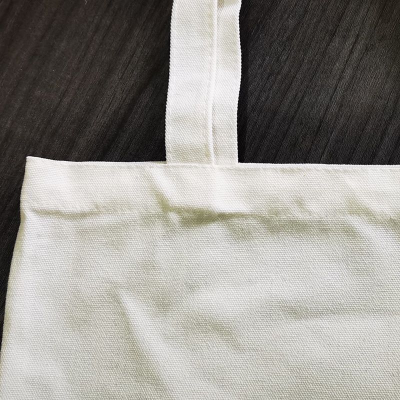 Canvas Tote Shoulder Bag Student Teacher Large Square Purse White / Black Pouch
