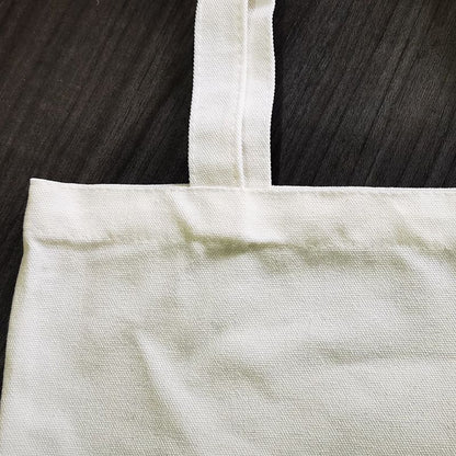 Canvas Tote Shoulder Bag Student Teacher Large Square Purse White / Black Pouch