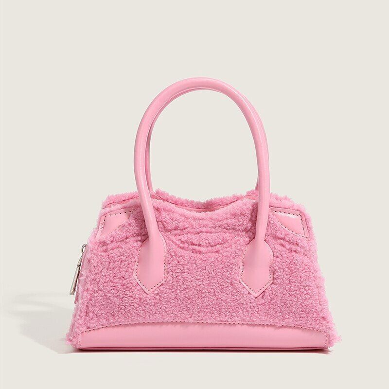 Handbags Women Shoulder Bags Ladies Wool PU Leather Shell Bags