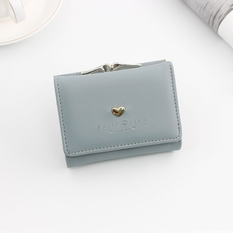 Small Wallet Loving Heart Short Wallet Card Holder Coin Purse Clutch Bags Hasp