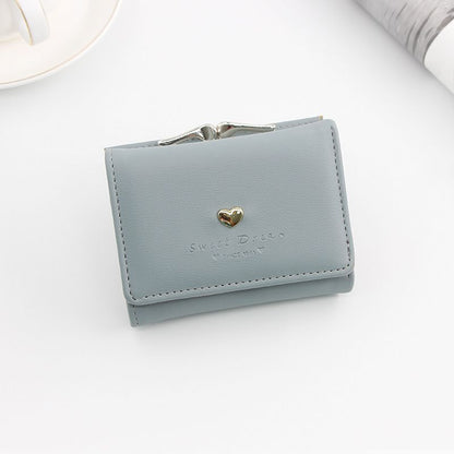 Small Wallet Loving Heart Short Wallet Card Holder Coin Purse Clutch Bags Hasp