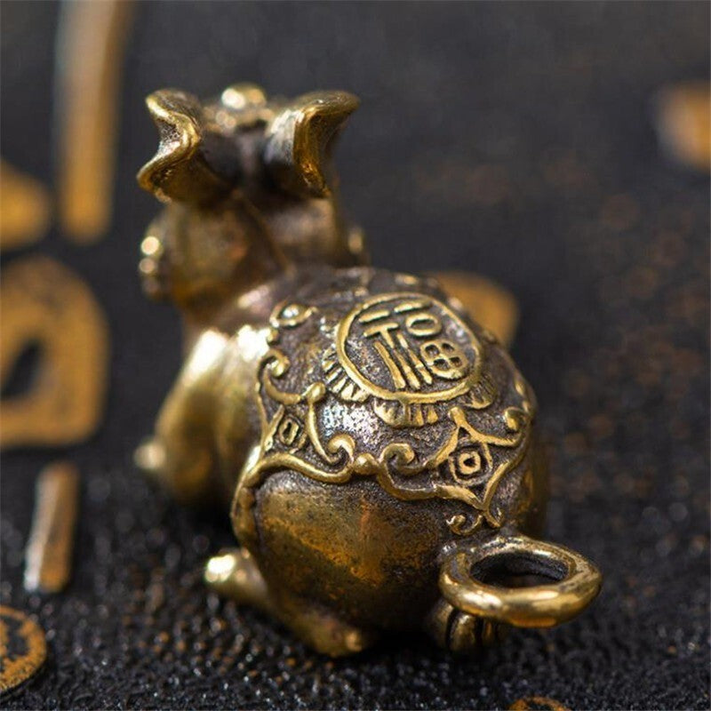 NewSolid Brass Figurine Vintage Animal Tea Pet Ornament Keychain Miniature