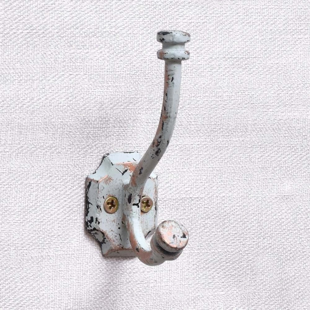 Antique Iron Double Prong Set of 3 Wall Decorative Hook Coat Clothes Hat Hanger