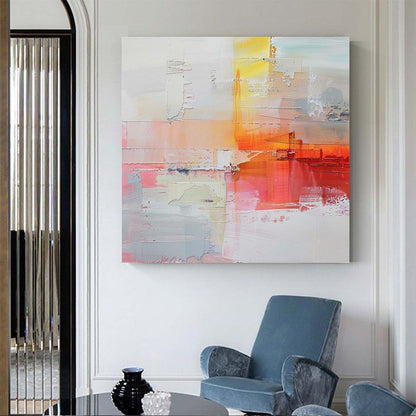 Wall Art pink Oil Painting Hand Painted Decorative Modern Abstract yellow