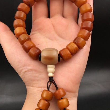 Natural Tibetan Resin Color Bead Bracelet Single Strand Buddhist Prayer Beads