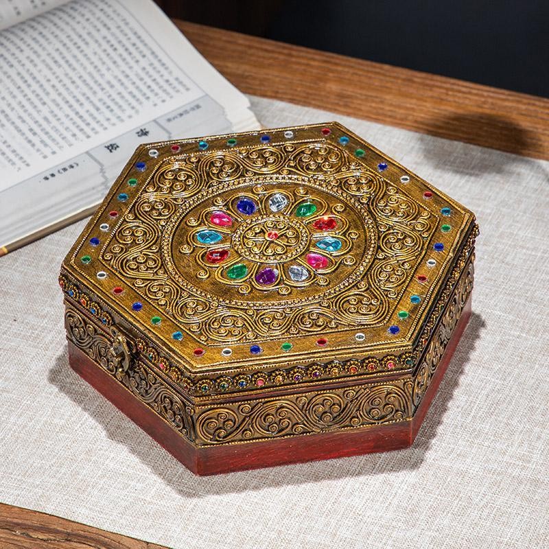 Vintage Monkey Wood Jewelry Box, Cloisonne Inlay, 21x7.5cm, Lockable