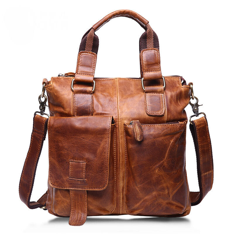 Top Cow Leather Men's Bag, Crazy Horse Leather Business Handbags Crossbody Bags