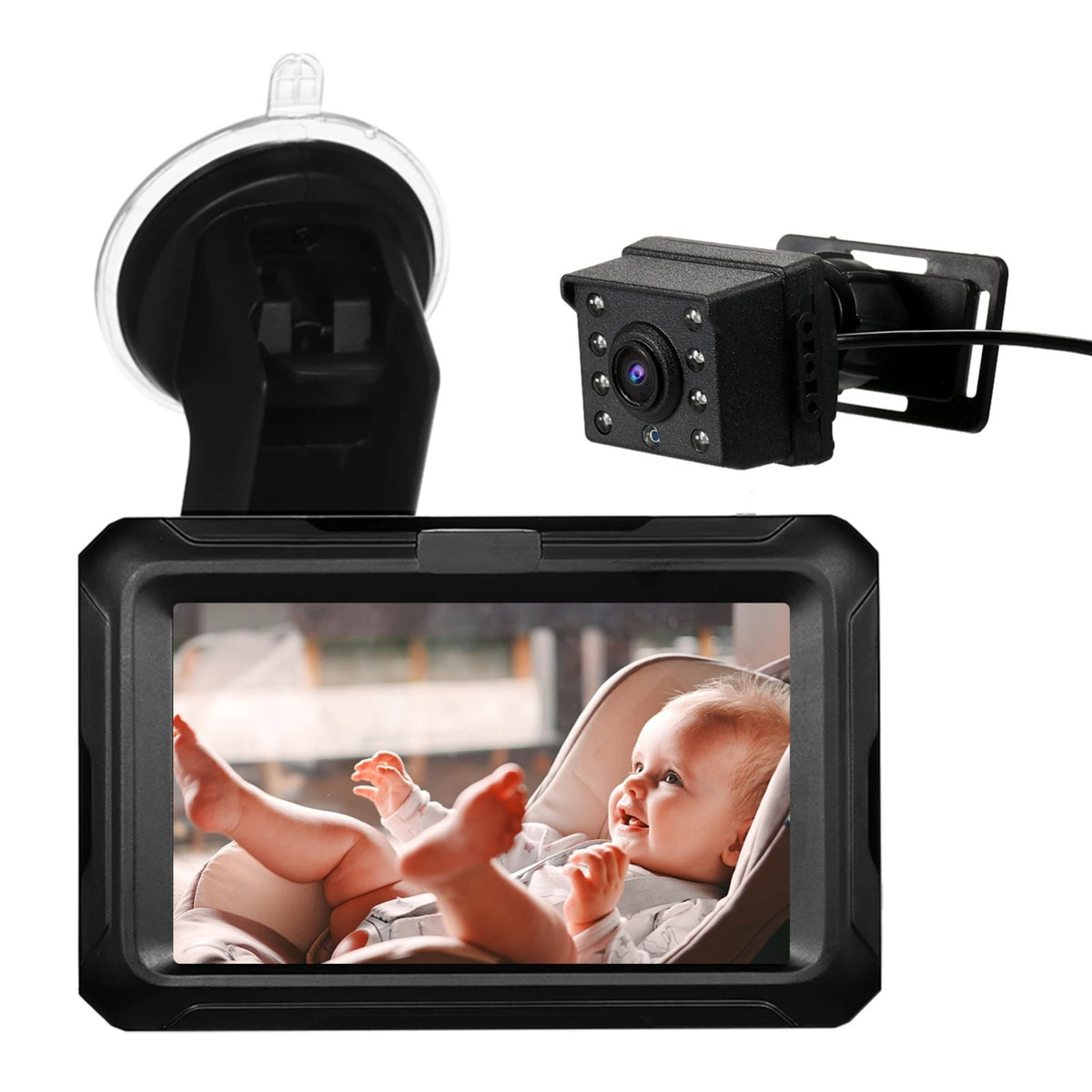 Baby Car Camera Rear View Monitor 4.3'' IPS Screen Adjustable Wide View Angle