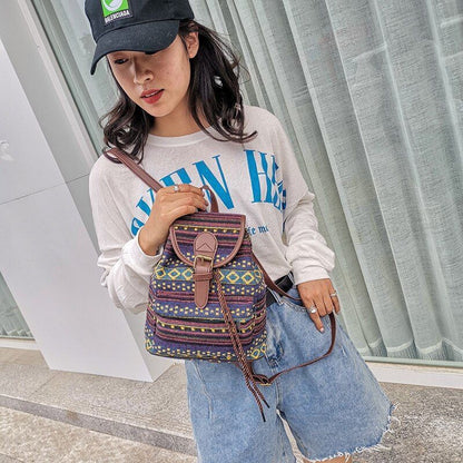 Vintage Canvas Backpack School Travel Rucksack Double Shoulder Bags 24*23*10 CM