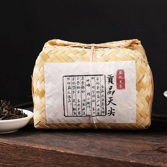 500g Hunan Anhua Black Tea Dark Tea Tribute Tian Jian Loose Bamboo Basket Packed
