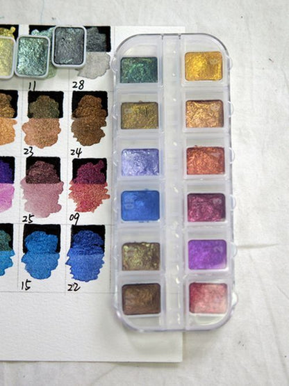 Watercolor Paints Metallic Pearlescent Solid Handmade Fine Art Painting Supplies