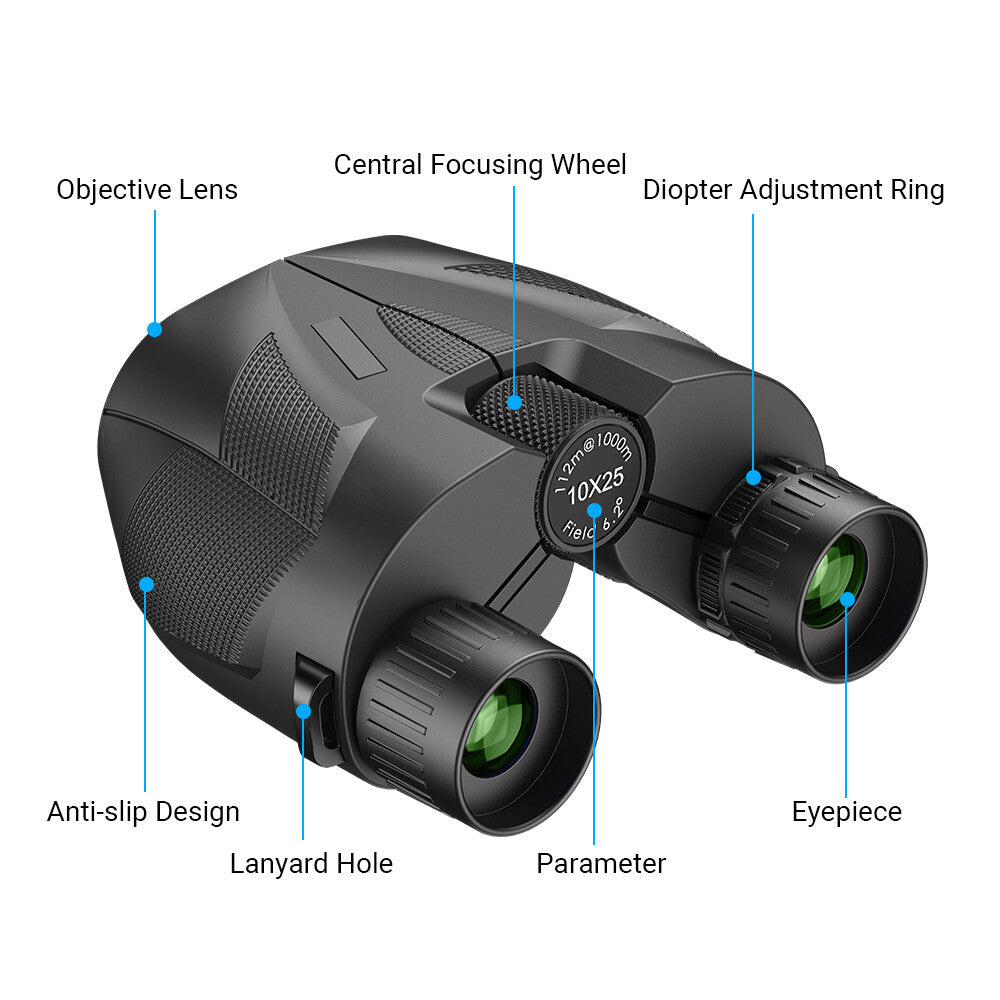 Pocket Folding Long Range Binoculars Kids Telescope Folding Compact Binoculars
