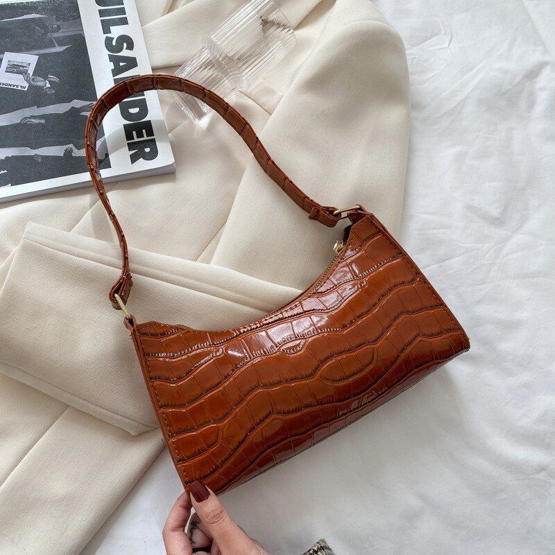 Fashion Bag Retro Casual Women Shoulder Bags Leather Solid Color Chain Handbag