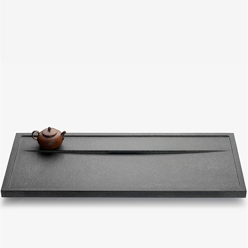 Stone Tea Tray Simple Pattern Black Stone Weighted Tea Table Water Draining Tray