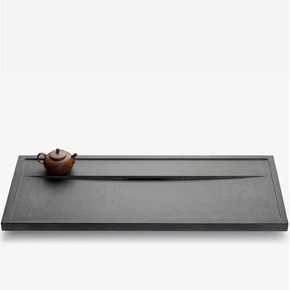 Stone Tea Tray Simple Pattern Black Stone Weighted Tea Table Water Draining Tray