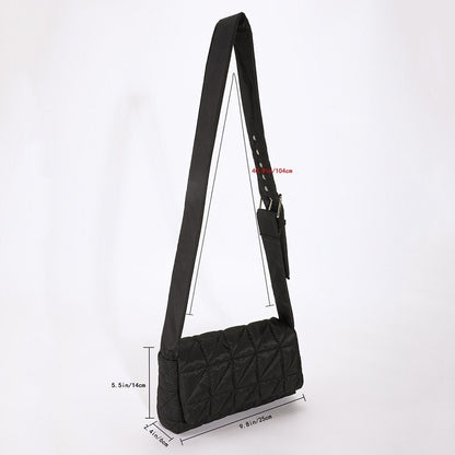 Lattice Pattern Shoulder Bag Cotton Handbag Large Capacity Purse Feather Padded