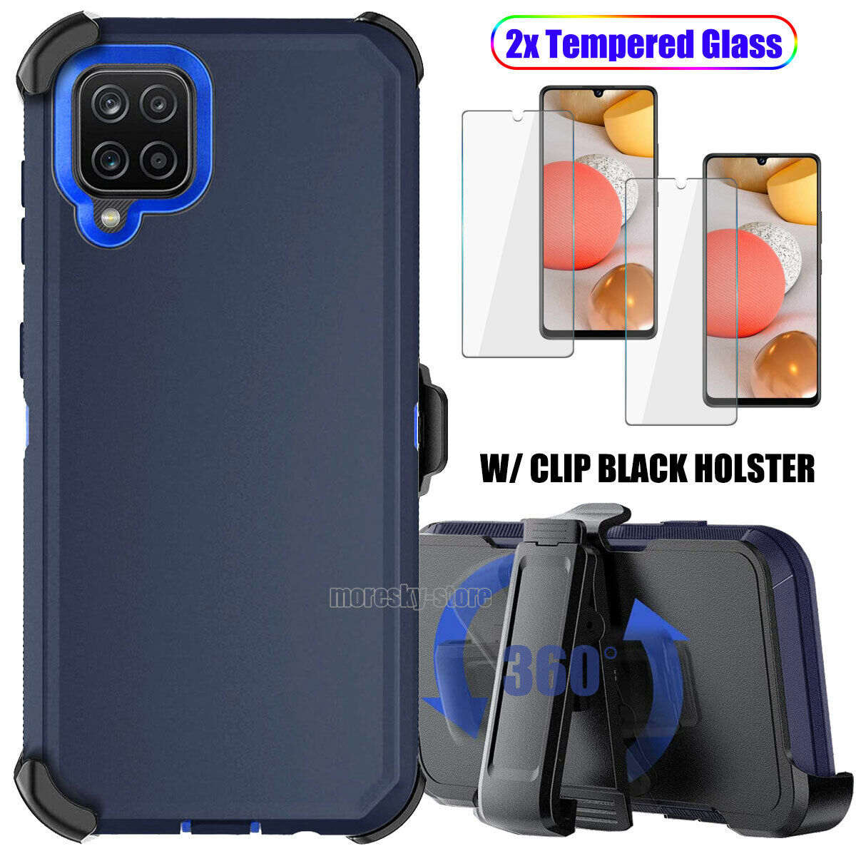 Case Clip Holster Cover,Tempered Glass Protector For Samsung Galaxy A42 5G