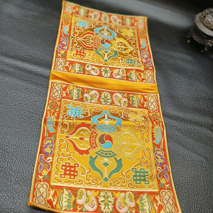 Tibetan Buddhist Ritual Tool Mat Red Fabric Double-Layer Thick 45x22cm Cup Pad
